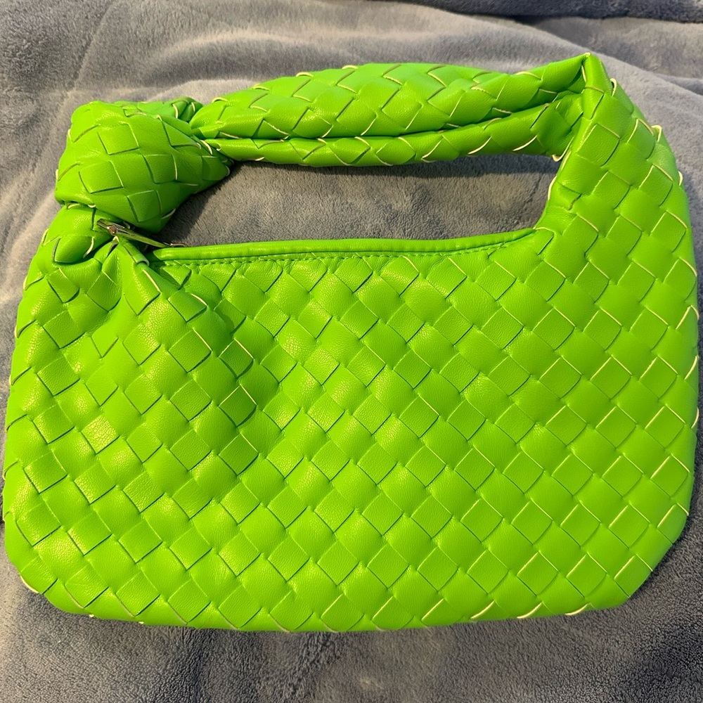 Lime Green Woven Handbag EUC